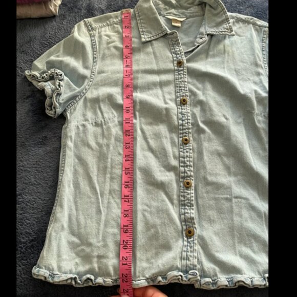 Christopher & Banks Denim Print Button Down Size Medium - Picture 5 of 7